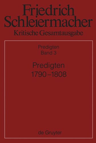 Kritische Gesamtausgabe: Band 3 Predigten 1790-1808