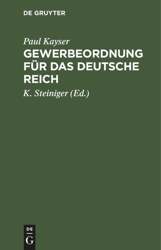 Gewerbeordnung für das Deutsche Reich