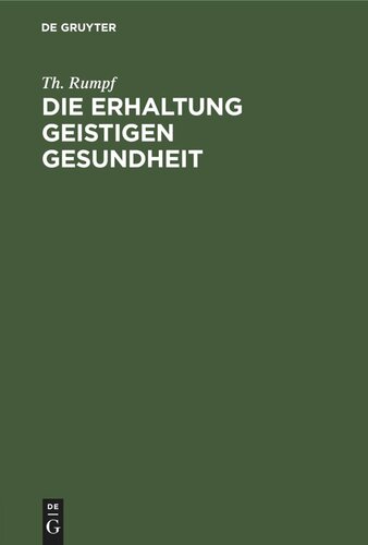 Die Erhaltung geistigen Gesundheit