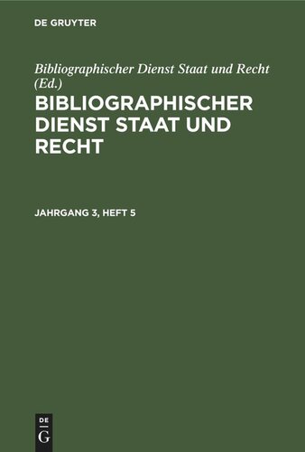 Bibliographischer Dienst Staat und Recht: Jahrgang 3, Heft 5