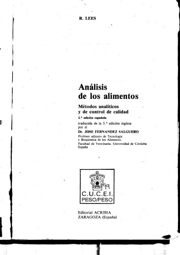 Analisis de Los Alimentos, 2da edicion