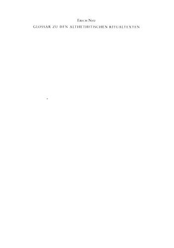 Glossar zu den althethitischen Ritualtexten (Studien zu den Bogazkoy-Texten)