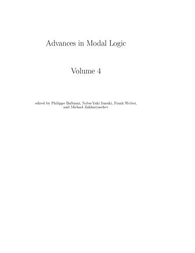 Advances In Modal Logic Volume 4