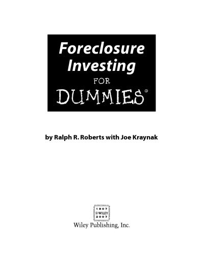 Foreclosure Investing For Dummies (For Dummies (Business & Personal Finance))