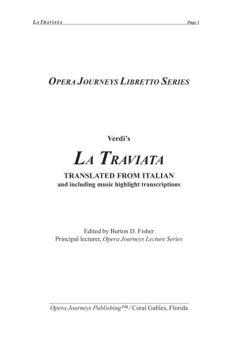 La Traviata (Opera Journeys Libretto Series)