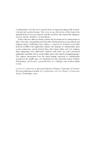 The Politics of Ritual Kinship: Confraternities and Social Order in Early Modern Italy