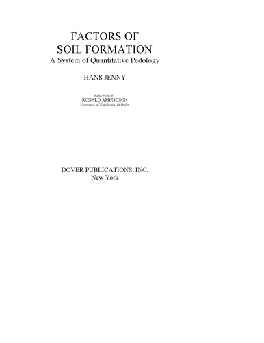 Factors of Soil Formation: A System of Quantitative Pedology