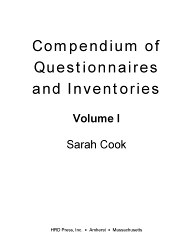 Compendium of Questionnaires and Inventories Volume 1