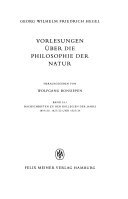 Vorlesungen über die Philosophie der Natur I: Nachschriften zu den Kollegien der Jahre 1819/20, 1821/22 und 1823/24