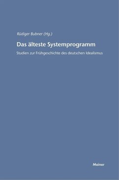 Das älteste Systemprogramm: Studien zur Frühgeschichte des deutschen Idealismus