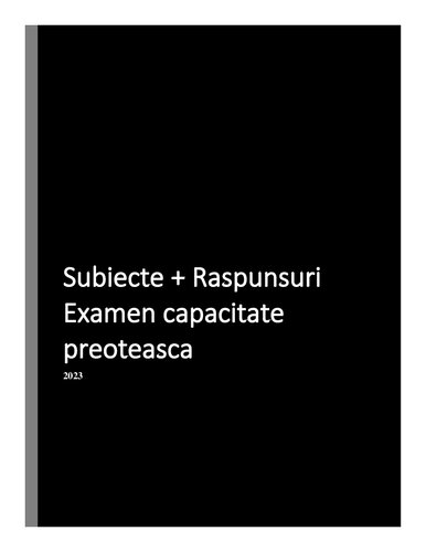 Subiecte + Raspunsuri Examen capacitate preoteasca 2023
