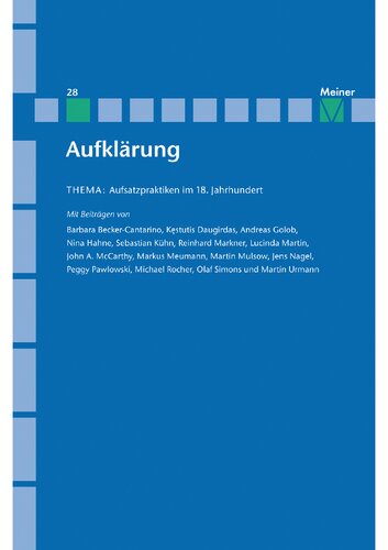 Aufklärung, Band 28: Aufsatzpraktiken im 18. Jahrhundert