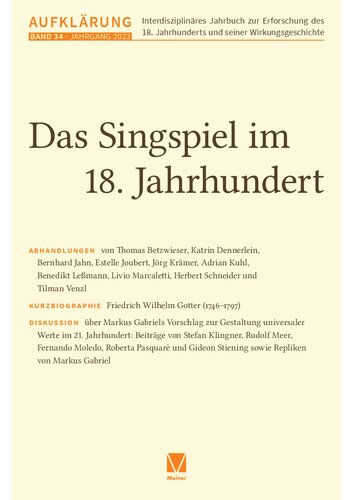 Aufklärung, Band 34: Das Singspiel im 18. Jahrhundert