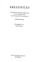 Kreativität. Tagungsband: XX.Deutscher Kongreß für Philosophie