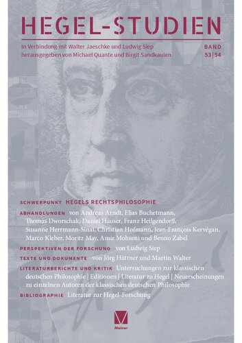 Hegel-Studien Band 53/54: Hegels Rechtsphilosophie