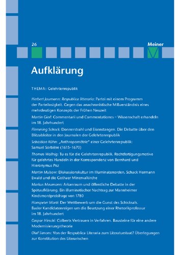 Aufklärung, Band 26: Gelehrtenrepublik