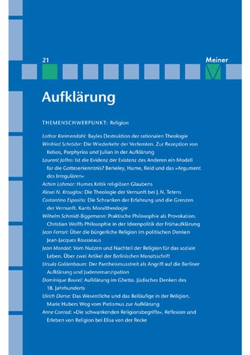 Aufklärung, Band 21: Religion im Zeitalter der Aufklärung
