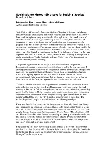 Social Science History - Six Essays For Budding Theorists