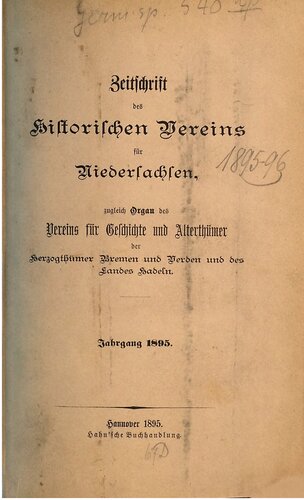 Zeitschrift des Historischen Vereins für Niedersachsen