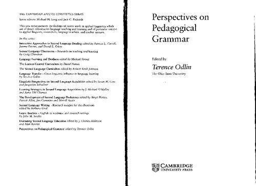 Perspectives on pedagogical grammar
