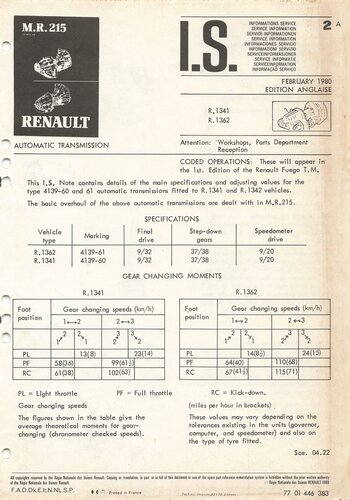 Renault MR215 - IS Note