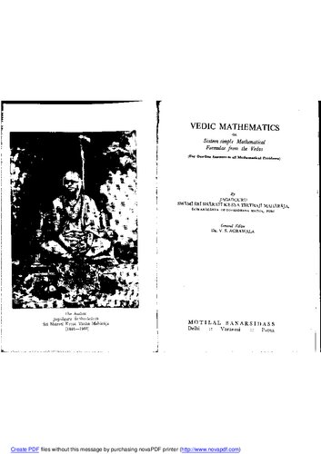 Vedic Mathematics, or Siteen Simple Mathematical Formulae from the Vedas