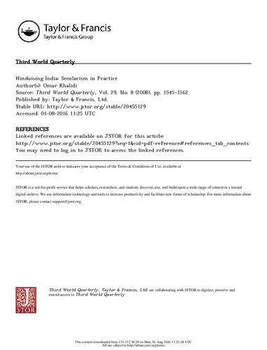 Hinduising India: Secularism in Practice