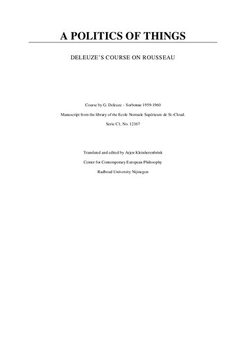 Deleuze's course on Rousseau