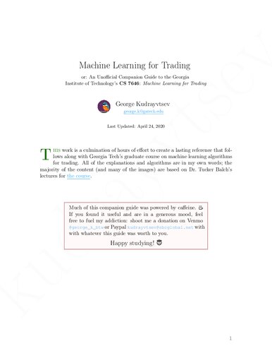 Machine Learning for Trading, or, An Unofficial Guide to Georgia Institute of Technology's CS7646: Machine Learning for Trading