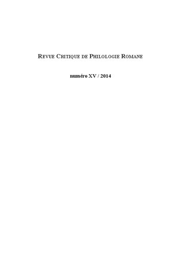 Revue critique de philologie romane - Volume 15