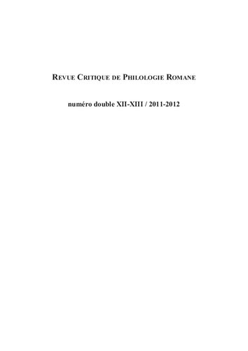 Revue critique de philologie romane - Volume 12-13