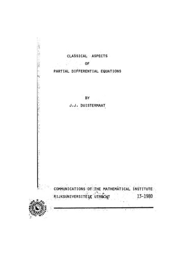 Classical aspects of partial differential equations