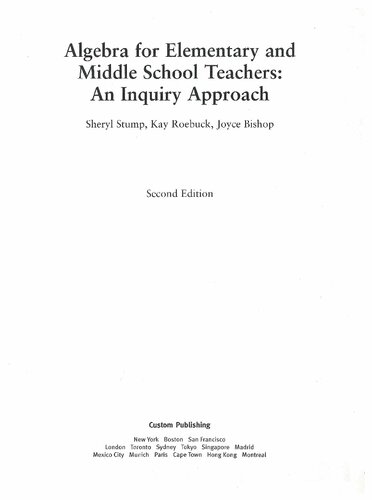 Algebra for Elelementary and Middle School Teachers: An Inquiry Approach