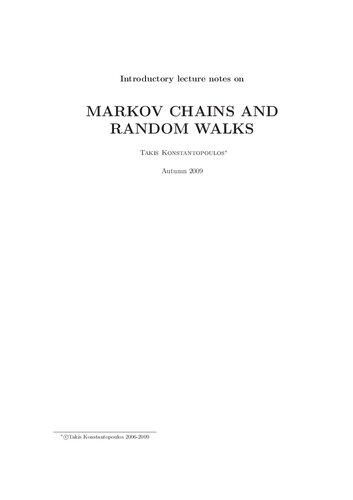Introductory lecture notes on Markov chains and random walks