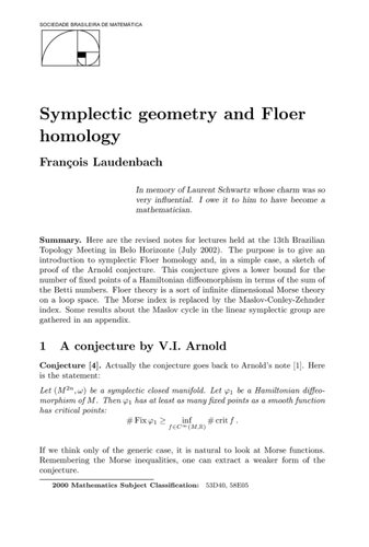 Symplectic geometry and Floer homology