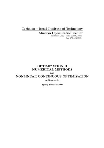 Optimization II.. Numerical methods for nonlinear continuous optimization
