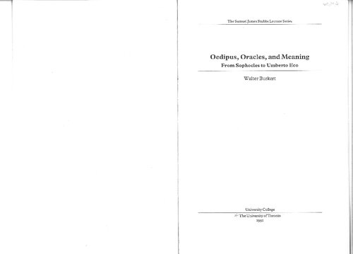 Oedipus, oracles, and meaning : from Sophocles to Umberto Eco