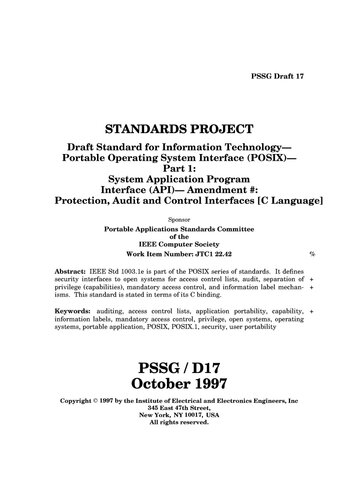 POSIX P1003.1e: Protection, Audit and Control Interfaces [C Language]