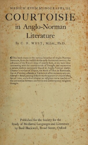 Courtoisie in Anglo-Norman Literature