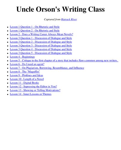 Uncle Orson's Writing Class