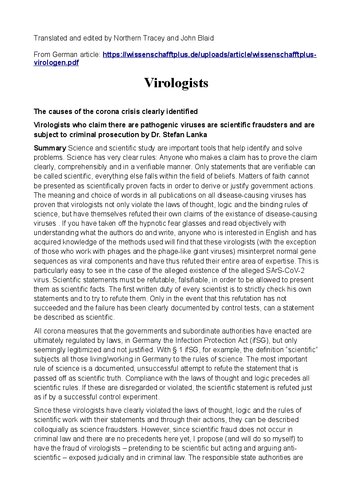 Fraud of Virology and Virus Theory by Dr Stefan Lanka