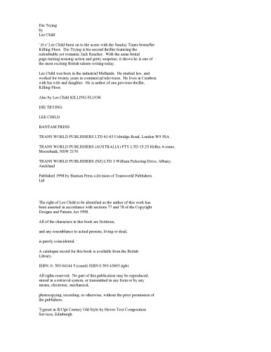 Die Trying (The Jack Reacher Series - Book 02 - 1998)