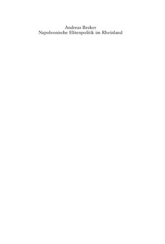 Napoleonische Elitenpolitik im Rheinland: Die protestantische Geistlichkeit im Roerdepartement 1802-1814