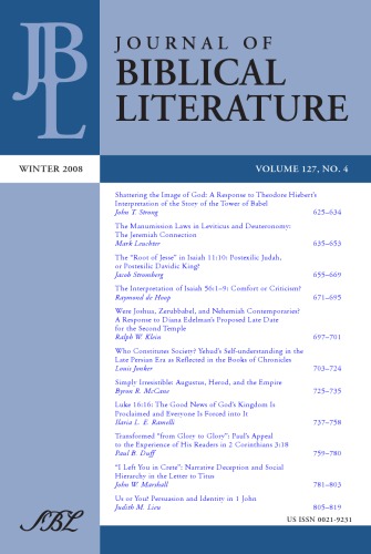 Journal of Biblical Literature, Vol. 127, No. 4 (Winter 2008)
