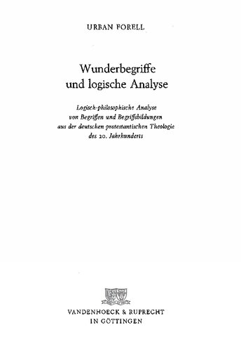 Wunderbegriffe und logische Analyse