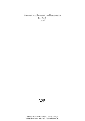 Jahrbuch für Liturgik und Hymnologie: 2014