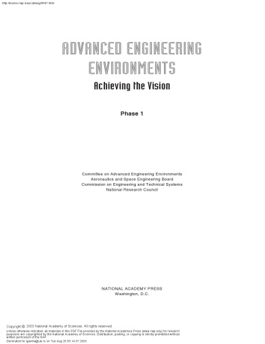 Advanced Engineering Environments: Achieving the Vision, Phase 1