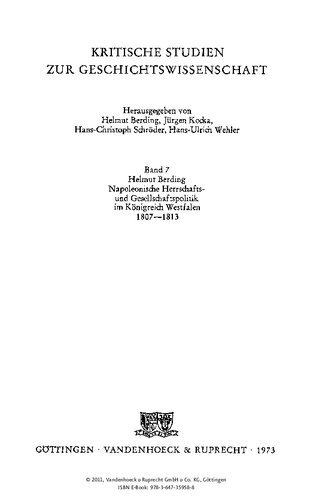 Napoleonische Herrschafts- und Gesellschaftspolitik im Königreich Westfalen 1807-1813
