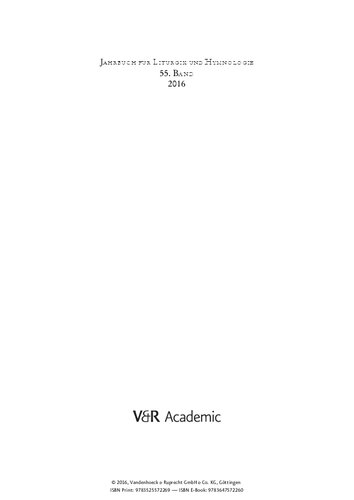 Jahrbuch für Liturgik und Hymnologie: 2016