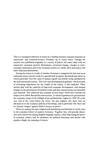 Perspectives on Modern German Economic History and Policy